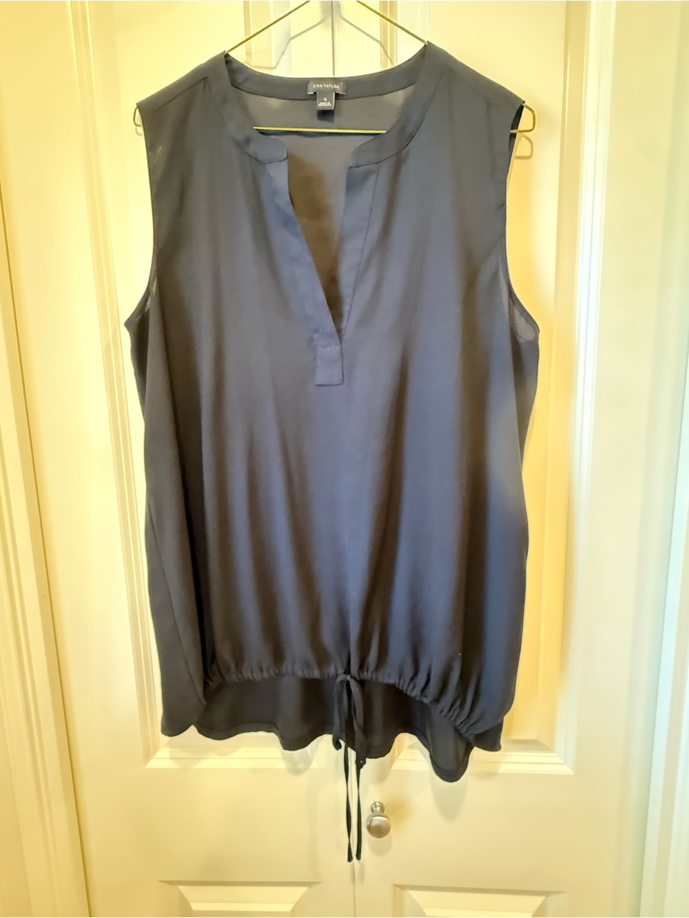 Calvin Klein Sleeveless Black Drawstring Hem Top